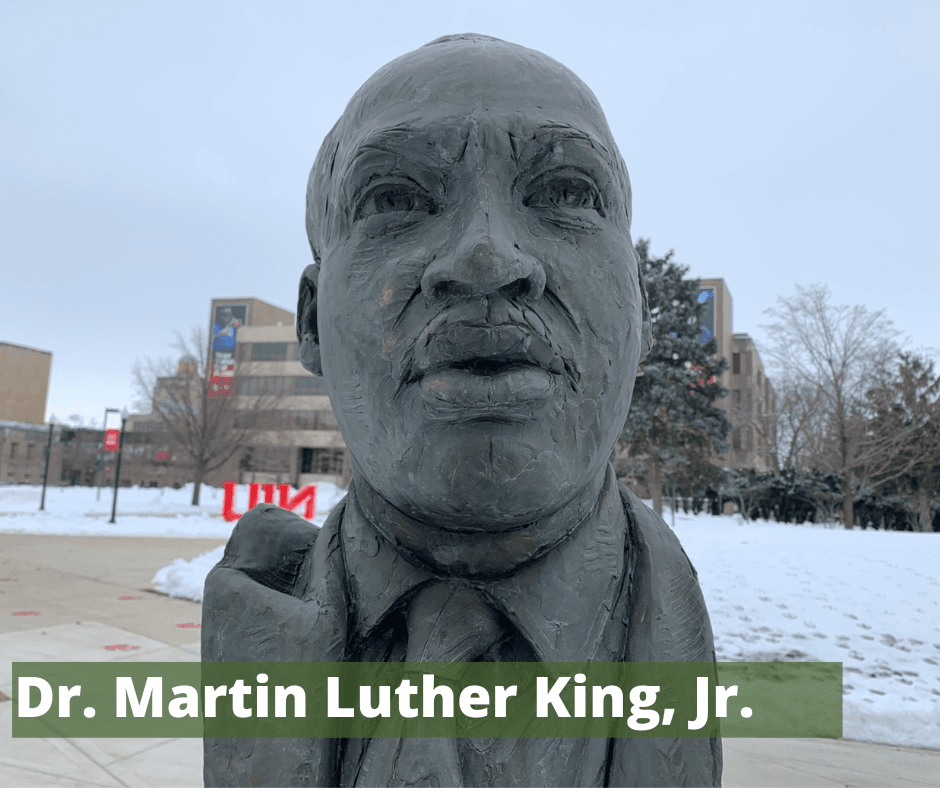 A bust of Martin Luther King, Jr. on the NIU campus.