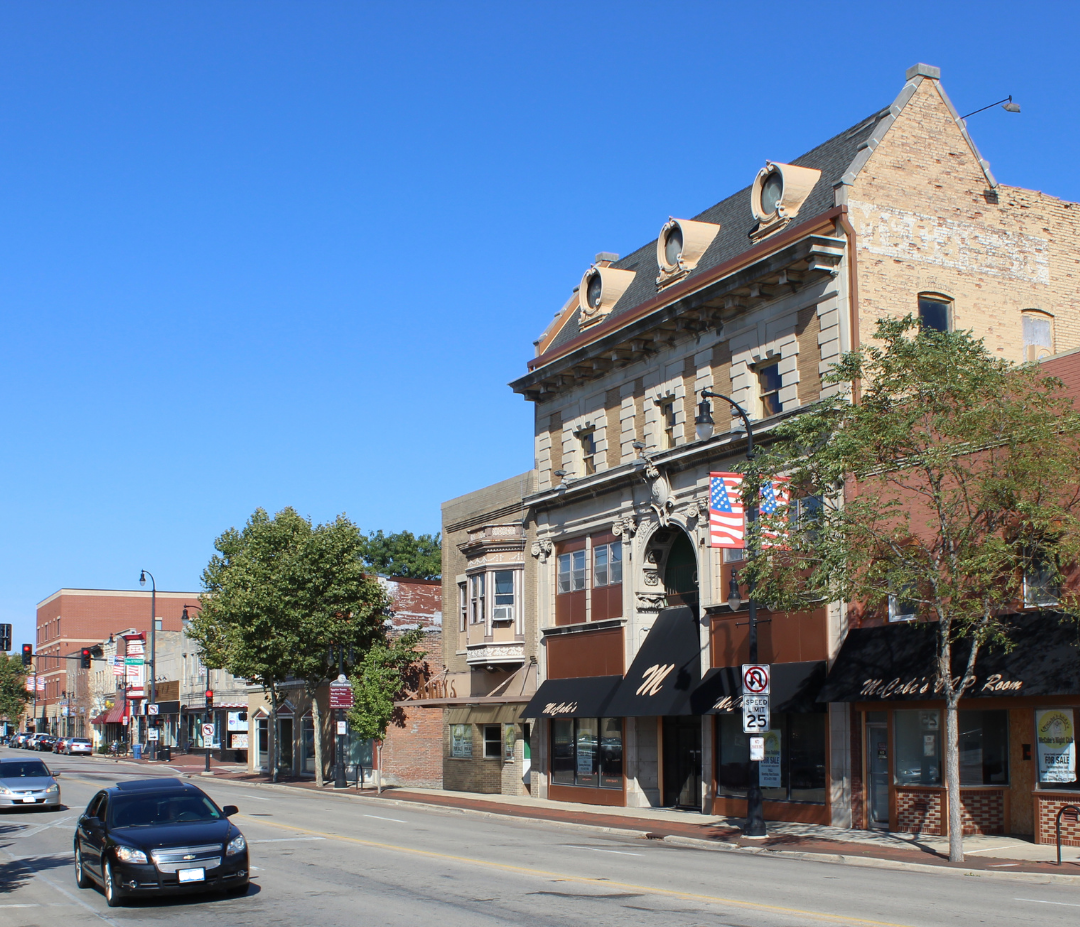 A photo of downtown DeKalb.