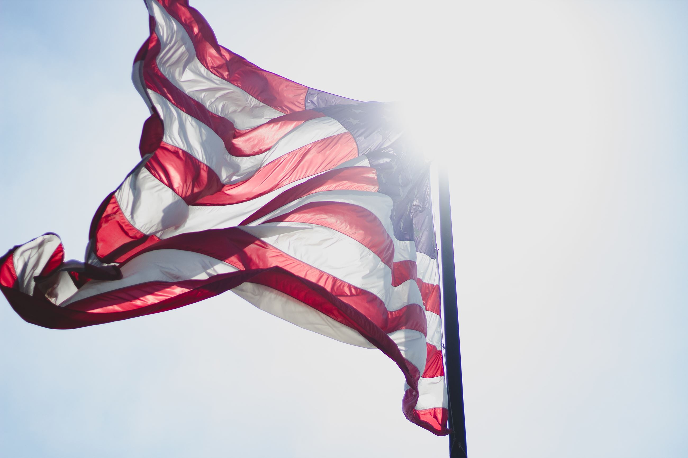 The American flag in the sun