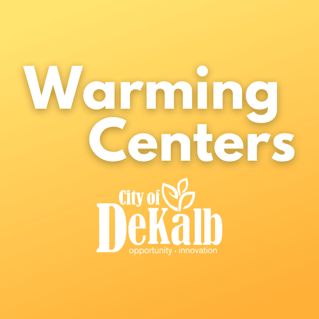 Warming Center text with the City logo