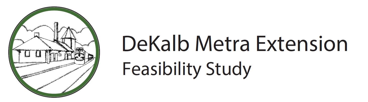 A graphic of the historic DeKalb train station is shown with webpage title.