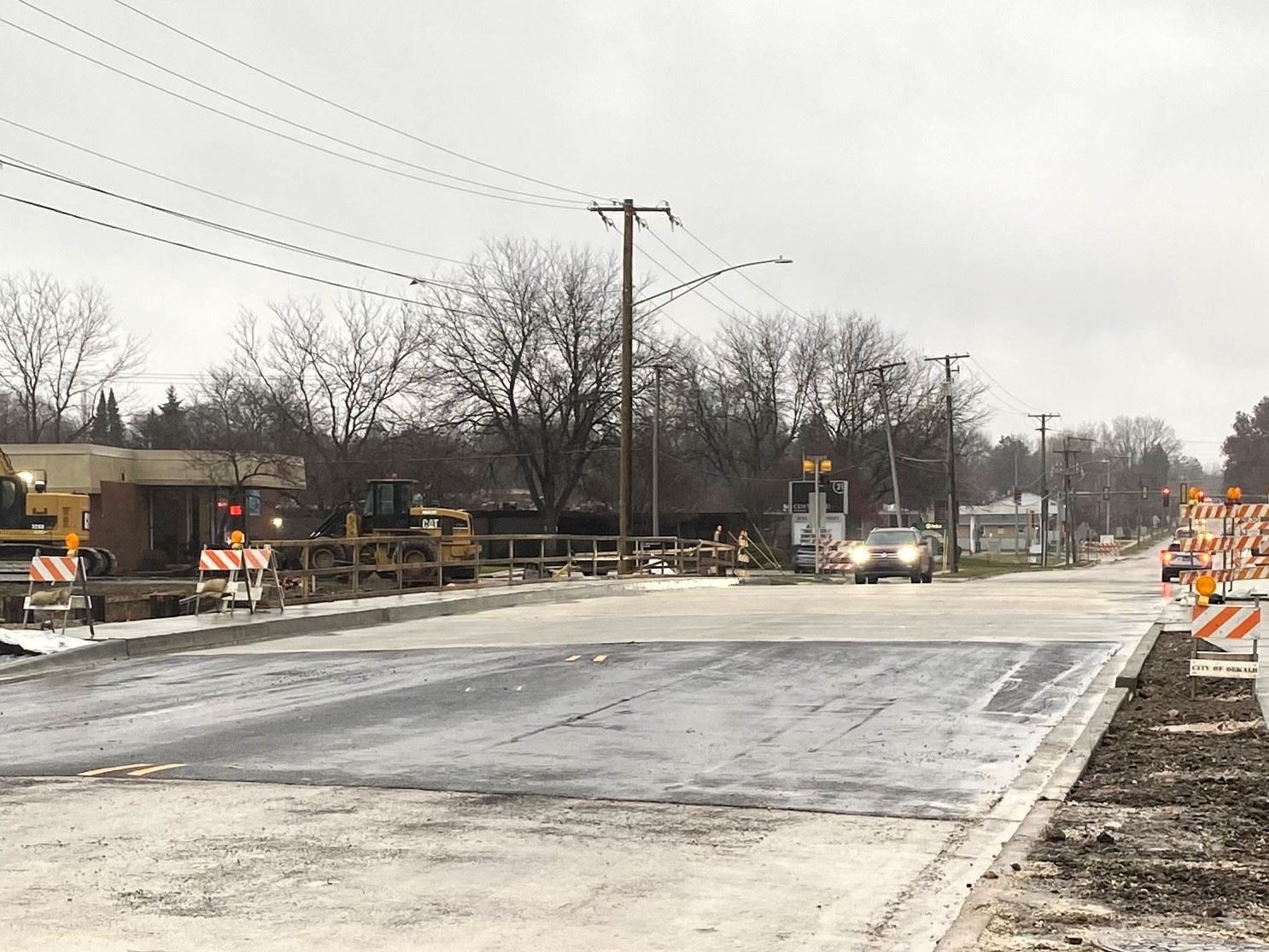 A vehicle crosses the North First Street bridge