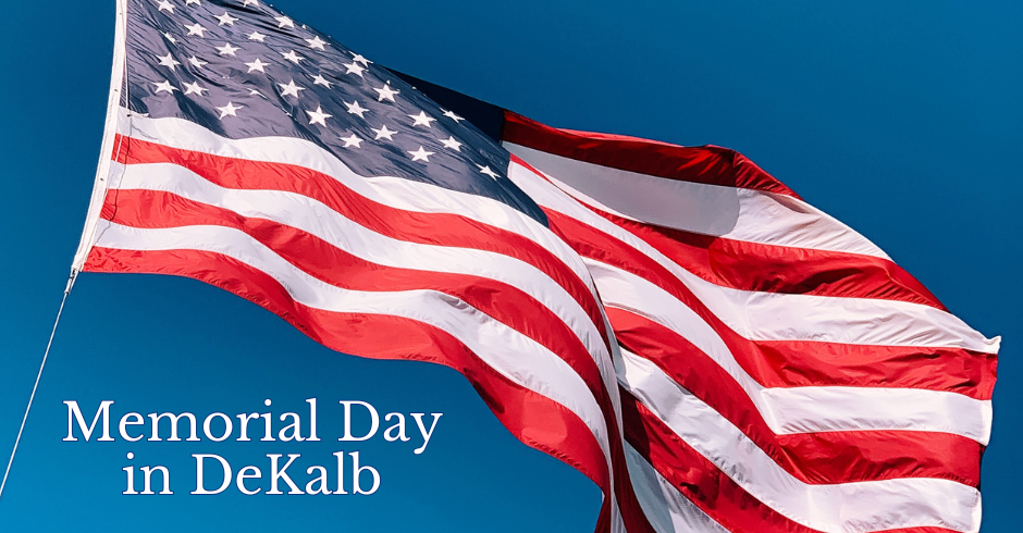The American flag and the text 