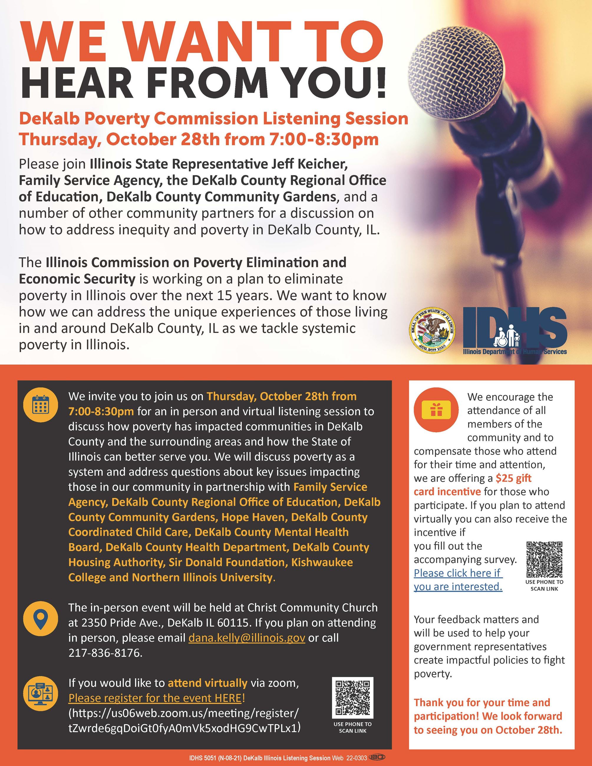 Information on listening session on poverty