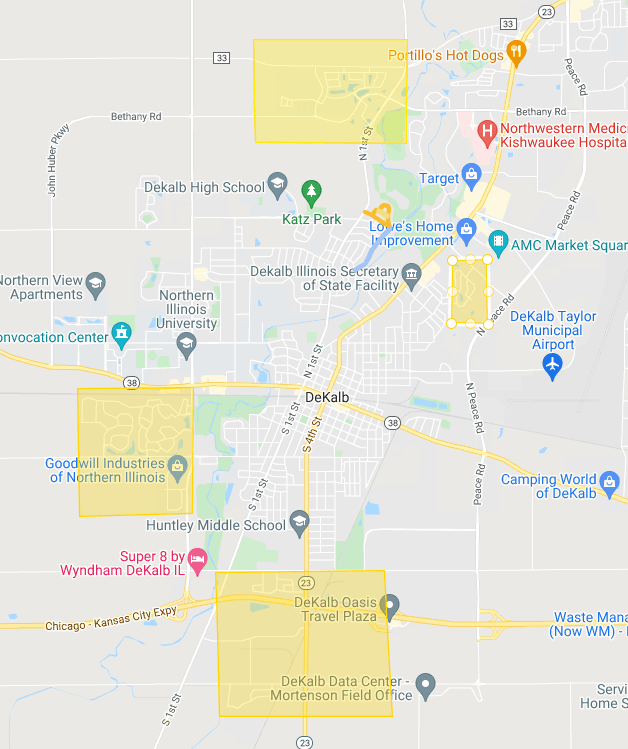 A map showing where hydrant maintenance will be performed.